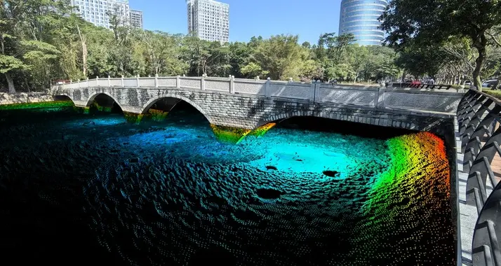 Pond Scenario (Optical Image Fusion)-MiniUAC-4001 Panoramic 3D Sonar